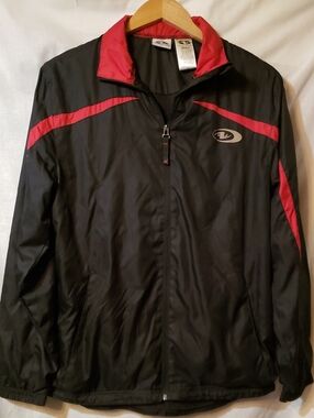 Athletic Works Black and Red Men's Full-Zip Windbreaker